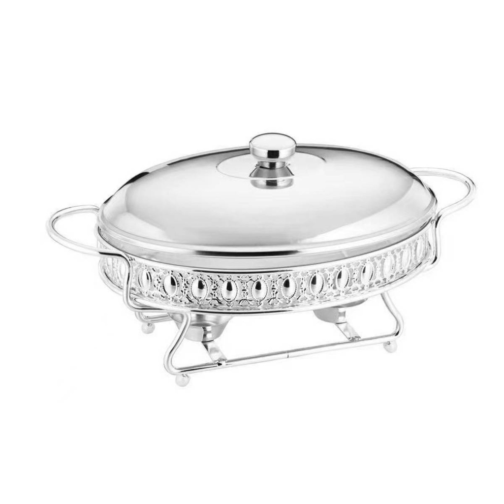 Stainless Steel Oval Silver Food Warmer 2.5 Liter