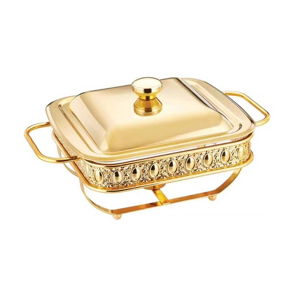 Stainless Steel Square Golden Food Warmer 1.8 Liter