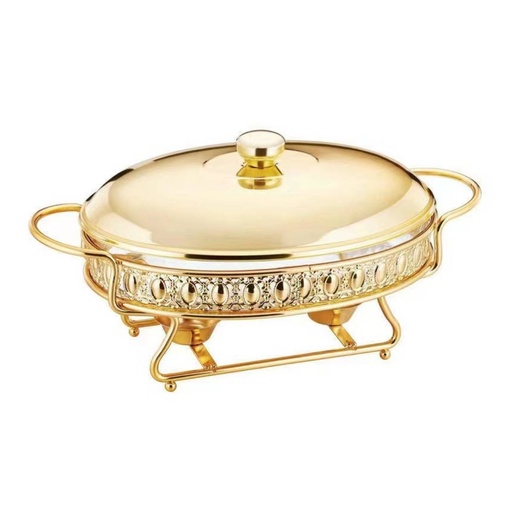 [13-R345] Stainless Steel Oval Golden Food Warmer 2.5 Liter