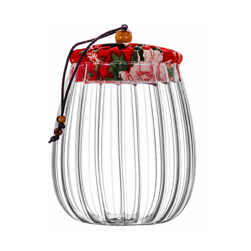 [13-R496] 600ml Transparent Glass Jar with Cloth Lid