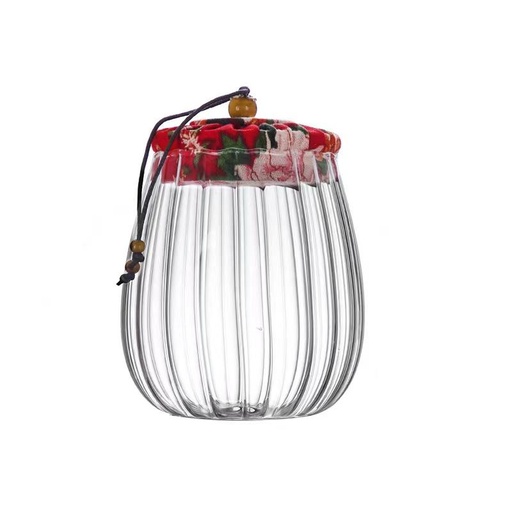 [13-R496] 600ml Transparent Glass Jar with Cloth Lid
