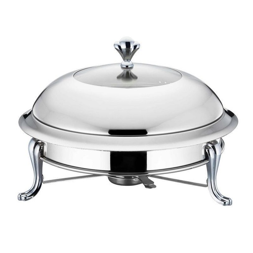 [13-R351] 18 cm Silver Round SS Crown Food Warmer