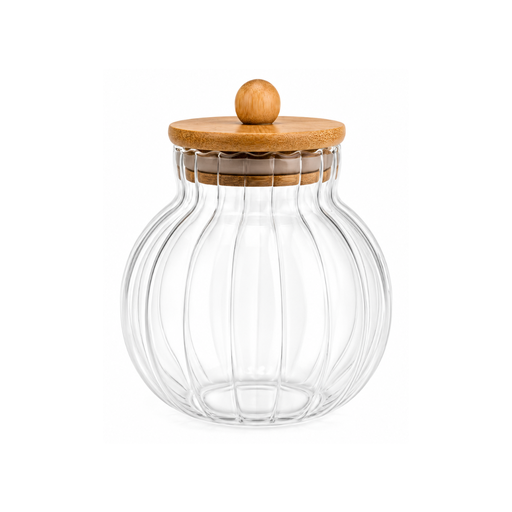 [13-R497] 400ml Transparent Glass Jar with Bamboo Lid